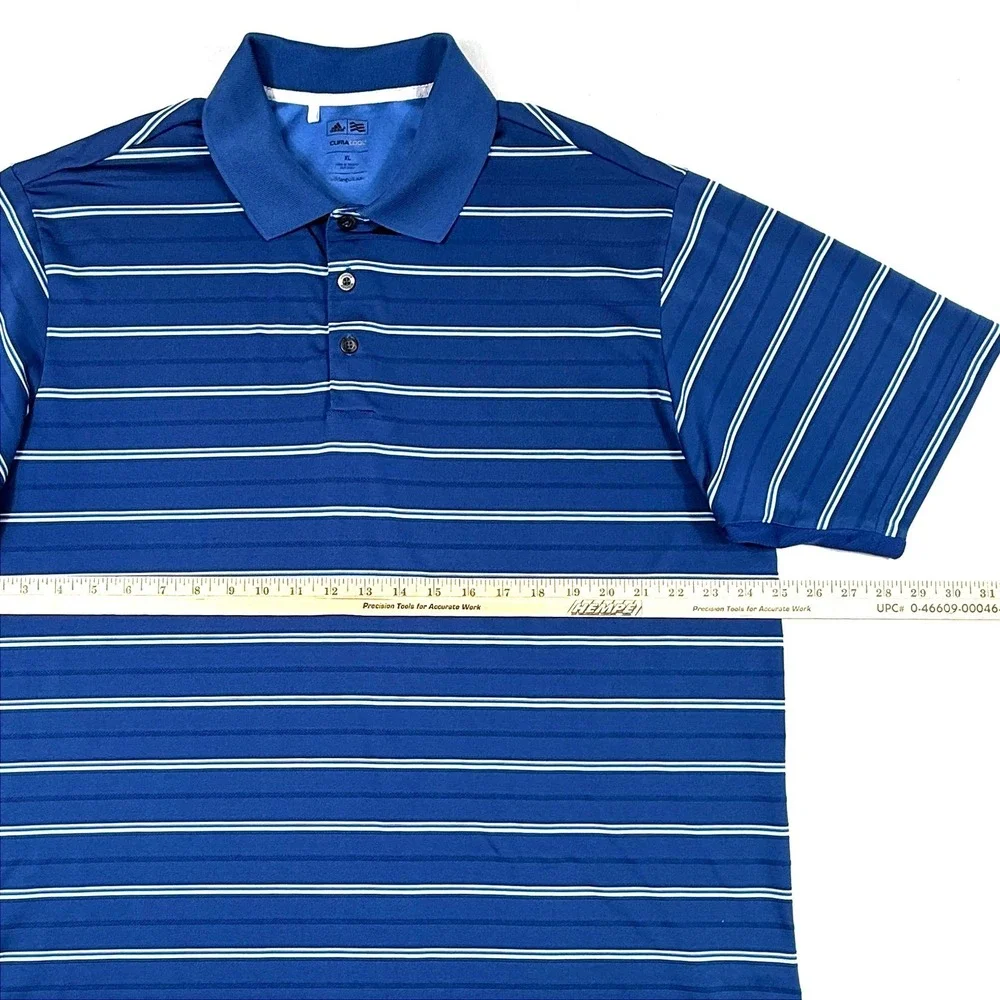Adidas Mens Polo Shirts BUNDLE Blue‎ Maroon Striped Golf Performance XL